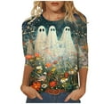 thumbnail image 2 of Mareep Blouse pour Femmes P-3TG, Chemises Décontractées à Manches 3/4, Tunique Ample Imprimée, 2 of 5