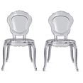 thumbnail image 2 of 2xhome Set of 2 Contemporary Transitional Stackable Dining Chairs, Transparent Glossy Acrylic Side Chairs with Decorative Open Back Design for Dining Room, Vanity, Living Room, and Patio, Smoke Gray, 2 of 8