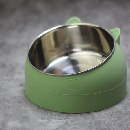 BESTSKY Cat Bowls 304 Food-Grade Stainless Steel Cat Food Bowl Non-Slip Base Cat Dishes Green