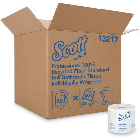 Scott Kimberly-Clark Professional 13217 100% Recycled Fiber Roll Bathroom Tissue- 550 Sheets/Roll | 80/Carton