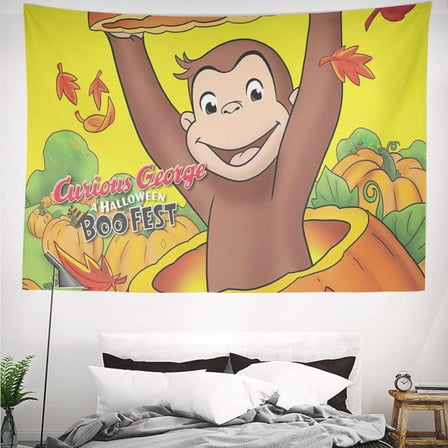 Curious George Tapestry Gift Wall Hanging Backdrop for Room Bedroom Girls Fans Background Banner Party Birthday Supplies Decor
