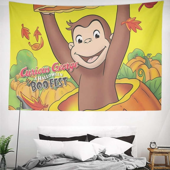 Curious George Tapestry Gift Wall Hanging Backdrop for Room Bedroom Girls Fans Background Banner Party Birthday Supplies Decor
