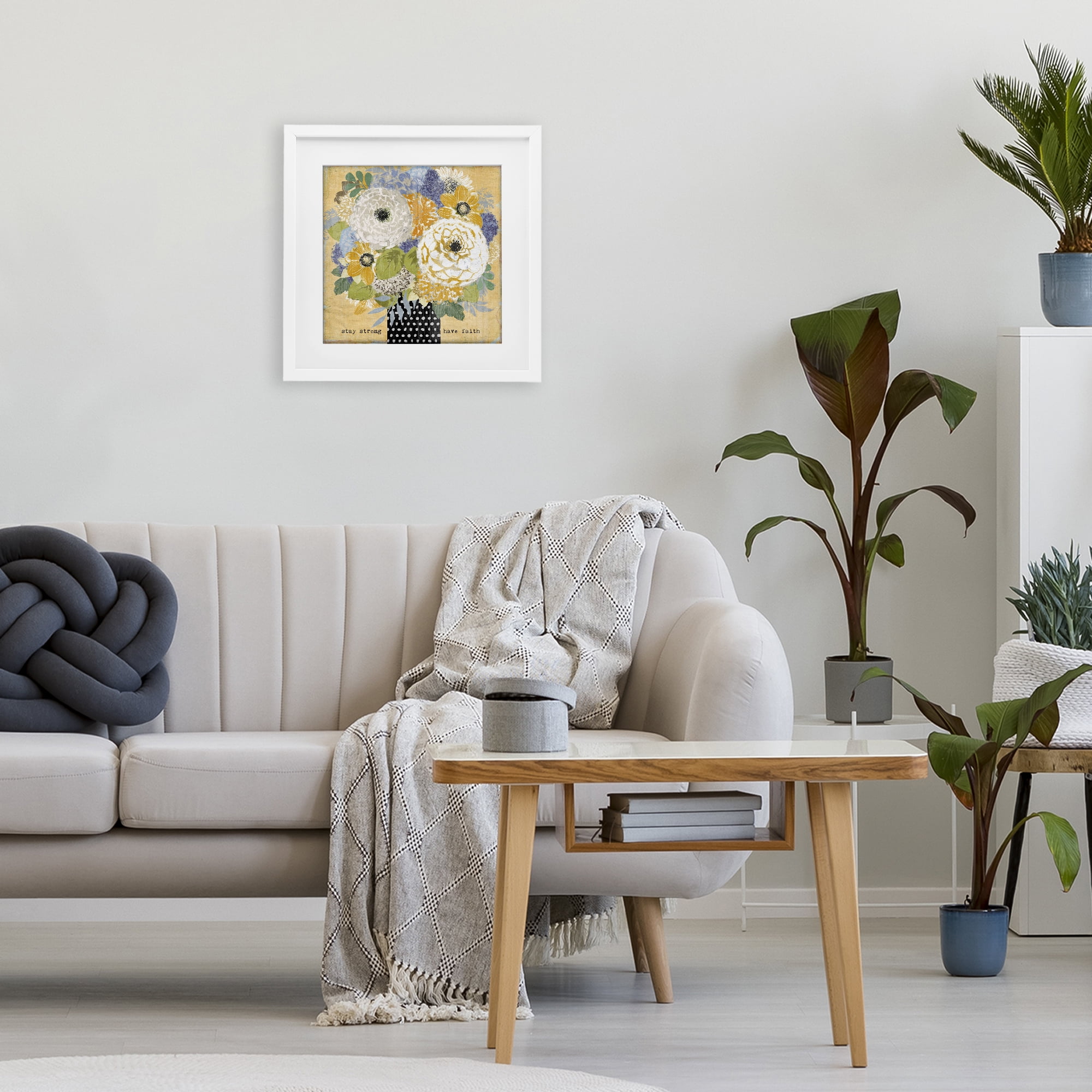 Stupell Industries Stay Strong Have Faith White Framed Print Under Glass, design by Suzanne Nicoll