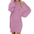 thumbnail image 2 of Christmas Deals 2023 Juebong Women's Baggy Pullover Cozy Loose Mid Length Turtleneck Knit Sweater Top Girls Maxi Dresses Fashion Casual Soild Lightweight Winter Dresses, 2 of 5