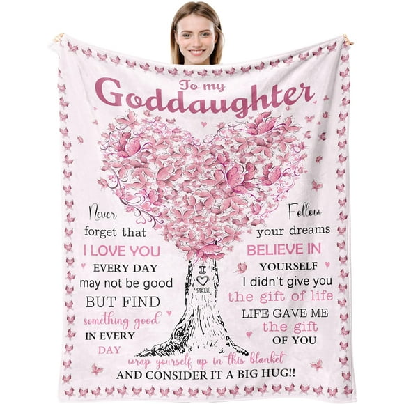LHSHID Goddaughter Gift Blanket Goddaughter Gifts from Godmother/Godfather Birthday Gift for Goddaughter Goddaughter Graduation Gift God Daughter Baptism Gifts Blanket 40"x50"