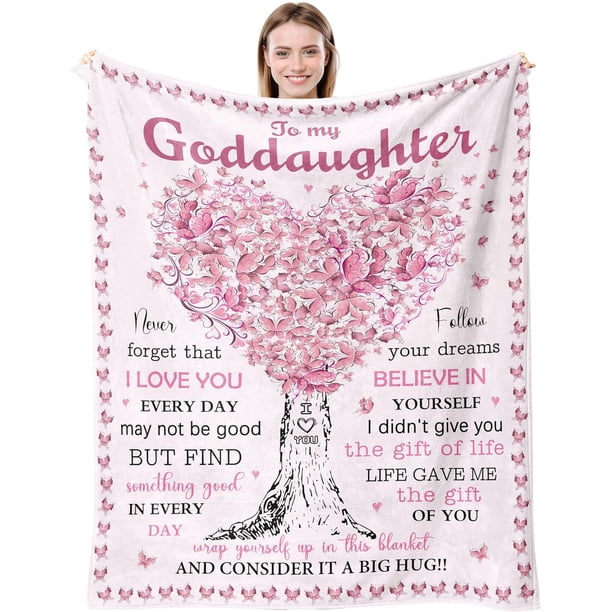 LHSHID Goddaughter Gift Blanket Goddaughter Gifts from Godmother/Godfather Birthday Gift for Goddaughter Goddaughter Graduation Gift God Daughter Baptism Gifts Blanket 30"x40"