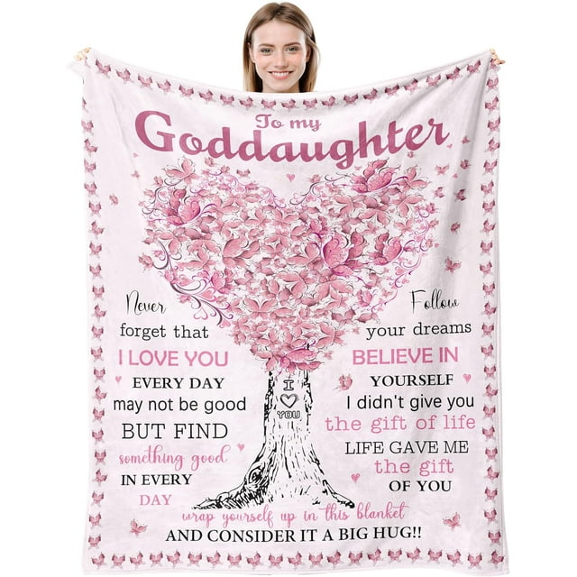 LHSHID Goddaughter Gift Blanket Goddaughter Gifts from Godmother/Godfather Birthday Gift for Goddaughter Goddaughter Graduation Gift God Daughter Baptism Gifts Blanket 40"x50"