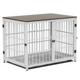 thumbnail image 4 of Bingopaw Triple Door Wooden Dog Crate Indoor, White, Extra Large, Removable Tray, 42.32"L x 28.15"W x 31.89"H, 4 of 12