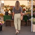 thumbnail image 5 of Womens Wide Leg Linen Pants Elastic Waist Lightweight Casual Flowy Palazzo Lounge Trousers with Pockets, XL, 5 of 7