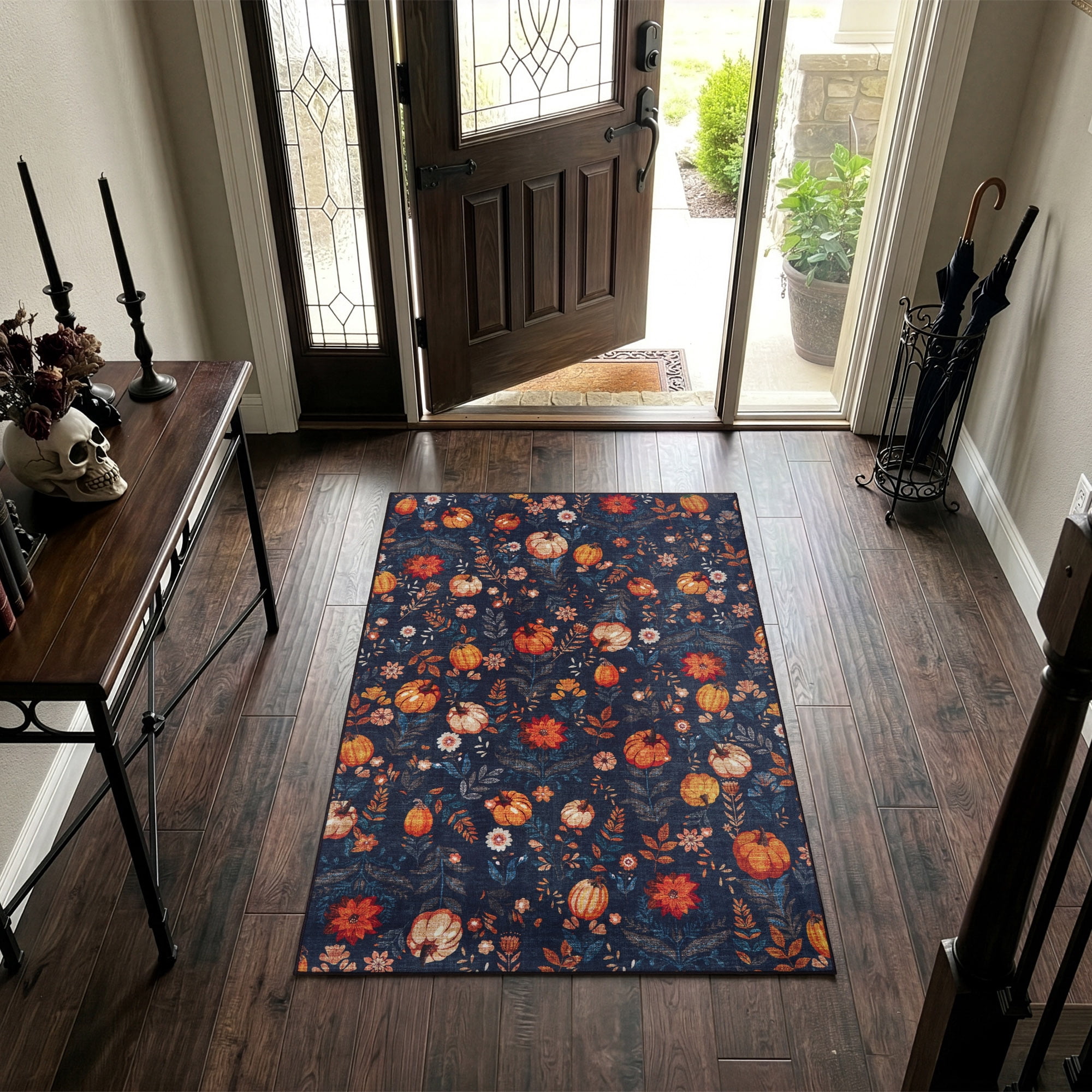 Pumpkin Toss Printed Runner, 40"x55", Polyester pile
