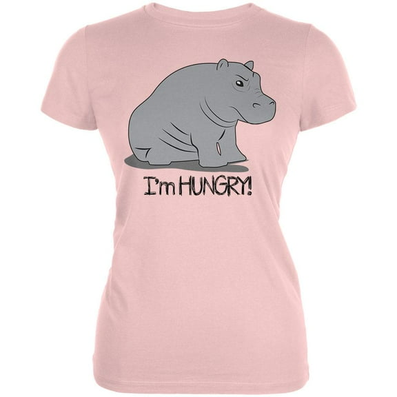 Hippo I'm Hungry Angry Funny Juniors Soft T Shirt Blush Pink MD