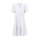 thumbnail image 5 of Vestido mini informal de color liso con cuello en V, línea A y plisado de encaje para mujer - Imitación lino, diseño hueco, cintura elástica, tallas S-XXL, perfecto para el verano, 5 of 8