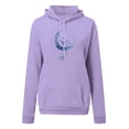 thumbnail image 4 of Jinhomg Fashion Print Sweatshirts for Women Casual Comfy Long Sleeve Drawstring Hoodies Fall Lightweight Thin Fleece Pullovers with Kangaroo Pocket Purple L, 4 of 9