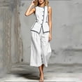 thumbnail image 6 of akafmk 2 Piece Sets for Women Summer Sleeveless Button Top and Pants Sets Vacation Travel Outfits, 6 of 7