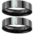 thumbnail image 2 of LaRaso & Co Black Ceramic Titanium Opal Wedding Band Rings for Him Her Men Women Couples 9/7, 2 of 4