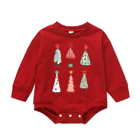 

Xmas Toddler Kids Baby Boys Girls Patchwork Cute Cartoon Long Sleeve Romper Bobysuit Christmas Outfits Clothes Baby Party Clothes
