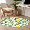 thumbnail image 5 of Round Area Rug 3ft, Watercolor Lemon Green Leaves Non-Slip Non-Shedding Floor Mat, Garden Flower Seamless Washable Sturdy Carpet for Living Room Bedroom Home Decor, 5 of 9