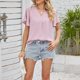 thumbnail image 5 of Camiseta de gasa para mujer camiseta informal con cuello en V a la moda para mujer (rosa S) FLhrweasw Para estrenar, 5 of 8
