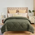 thumbnail image 2 of All Season Down Alternative Comforter,Quilted Duvet Insert - Hypoallergenic, Fluffy, Ultralsoft,Dark Green,Queen 88"L x 88"W, 2 of 5
