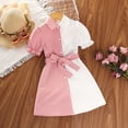 thumbnail image 3 of Esaierr Toddler Girls Princess Skirt Patchwork Color Short Sleeve Shirt Skirt Girl's Dress 4-7Y, 3 of 6