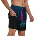thumbnail image 3 of Haiem Two Human Hands Are Holds Pink Ribbon Awareness Men'S Quick-Dry Swim Trunks: Comfortable Beach Shorts With Mesh Lining And Pockets - Ideal For Swimming And Sunbathing Small, 3 of 9