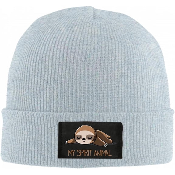Sloth My Spirit Animal Beanie Hat for Women Men Winter Hat Cuffed Winter Beanie Warm Skull Cap Plain Knit Hat Cap