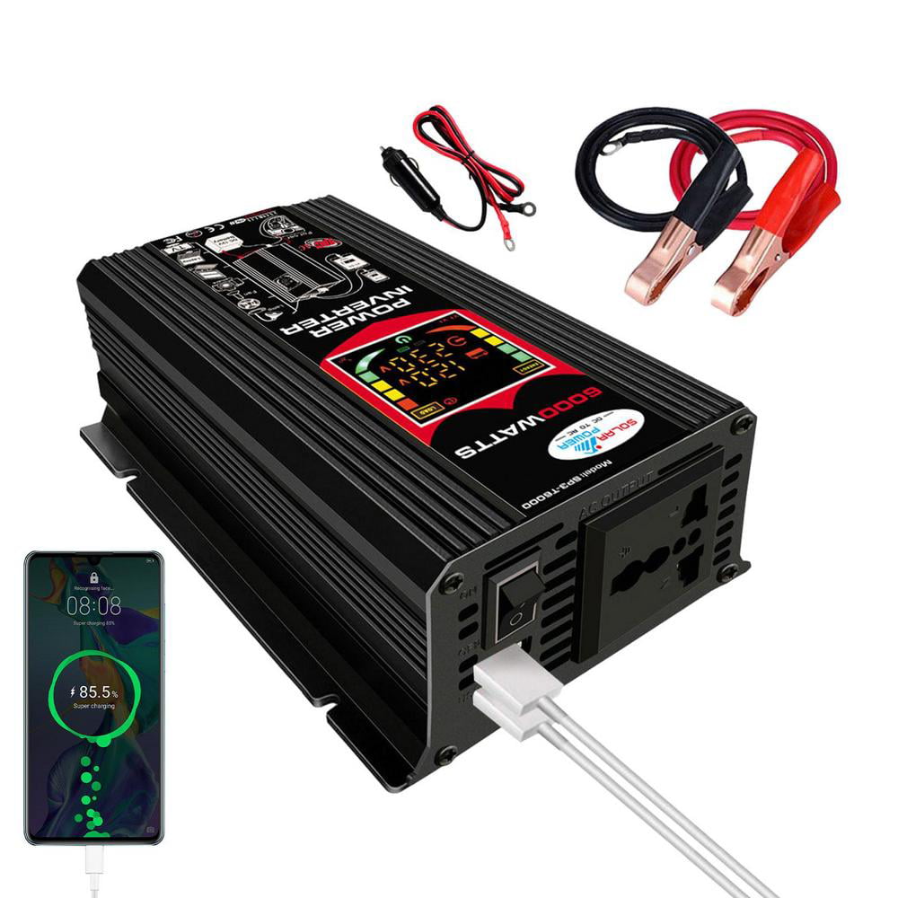 Car Adapter for Plug Outlet | Pure Sine W ave Inverter 12V Direct-current  to 120V 110V AC Converter | 6000W Car Charger Power Inverter for Laptop  Computer 