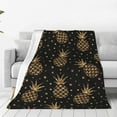 thumbnail image 1 of Balery Gold Glitter Pineapples Manta de Felpa Suave y Acogedora – Cobija de Franela Aterciopelada para Cama, Lavable y Cálida para Sofá, Mascotas, Transpirable-60"x50", 1 of 7