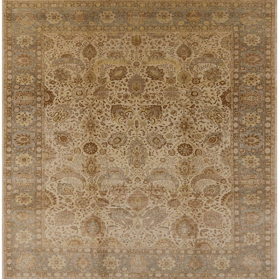 Ahgly Company Indoor Square Mid-Century Modern Light Brown Oriental Area Rugs, 6' Square