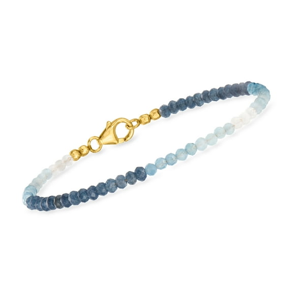 Ross-Simons 3mm Moonstone and 10.60 ct. t.w. Multi-Gemstone Bead Bracelet in 18kt Gold Over Sterling, Women's, Adult