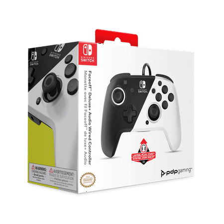 PDP Nintendo Switch Faceoff Deluxe+ Audio Wired Controller: Black & White, Nintendo Switch, Nintendo Switch (OLED Model)