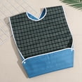 thumbnail image 3 of Miangastore Adult Bib Plaid Pattern Washable Buttons Closed Eldly Bib Clothing Protector for Mealtime, 3 of 8