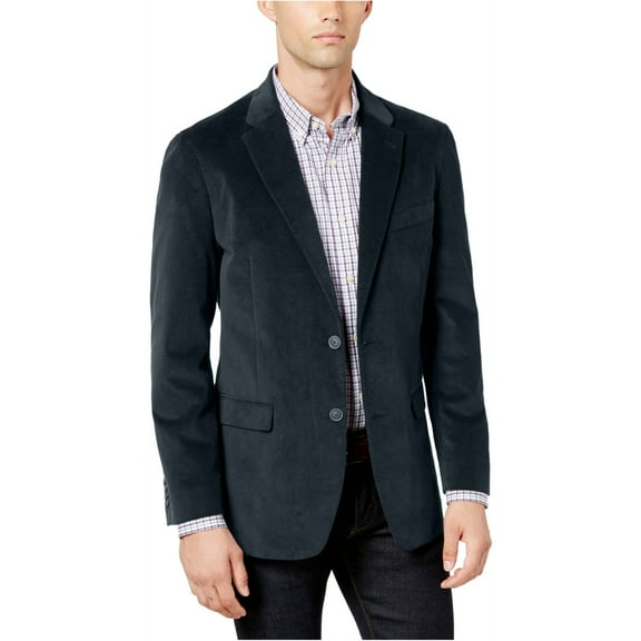 Tommy Hilfiger Mens Velvet Stretch Two Button Blazer Jacket, Blue, 43 Regular