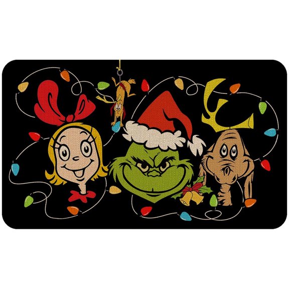 Christmas Cartoon Welcome Doormat Ornament, Non-slip Floor Mat Festival Home Decoration For Front Door Kitch And Bedroom