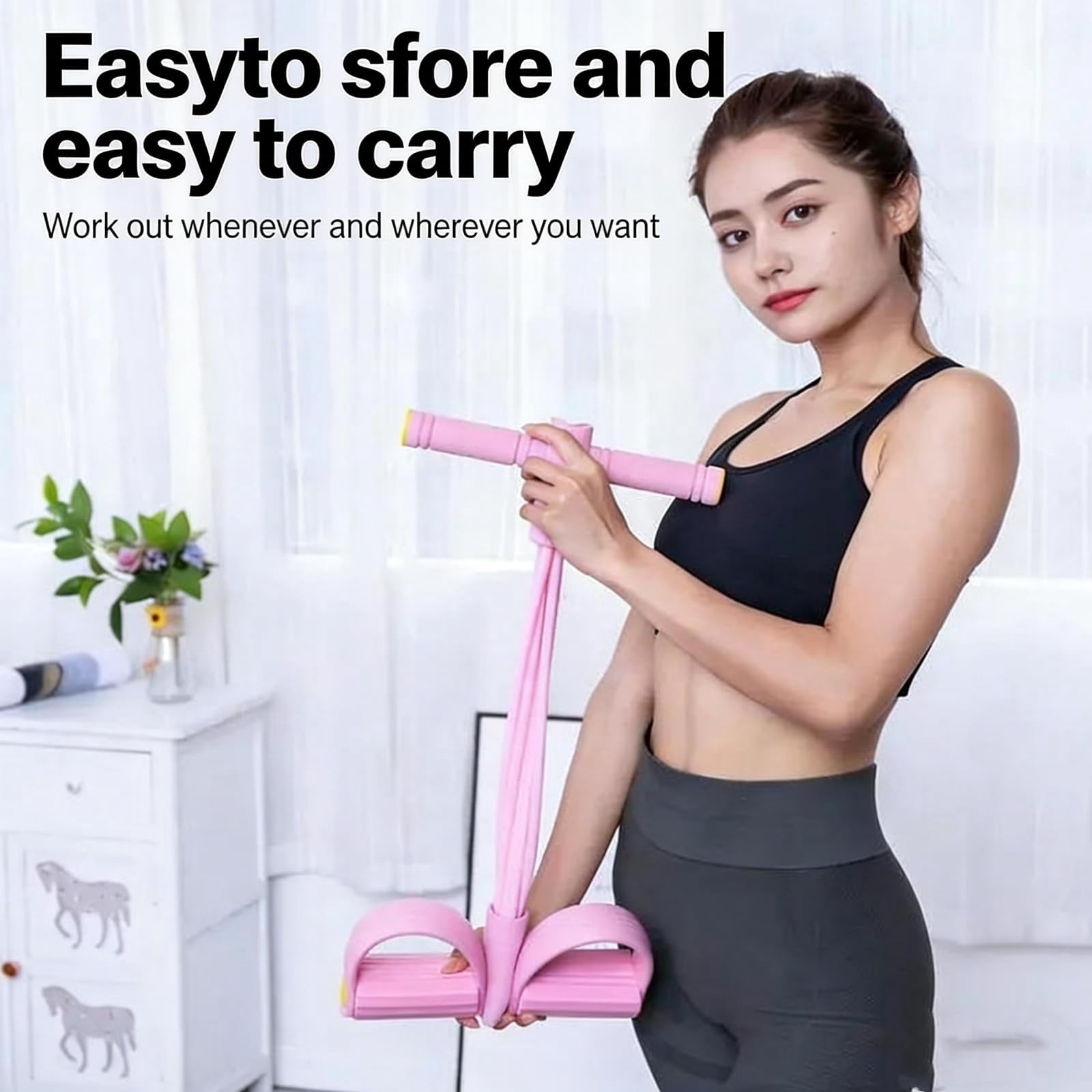 Fitness Resistance Bands with Foot Pedals, 8 Tube Pedal Resistance Device, Fashion Puller Exercise Equipment, Pedal Resistance Band with Handle