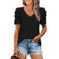 thumbnail image 3 of UVN Blouse for Women Short Sleeve Shirts Summer Casual V Neck Tunic Tops, 3 of 9