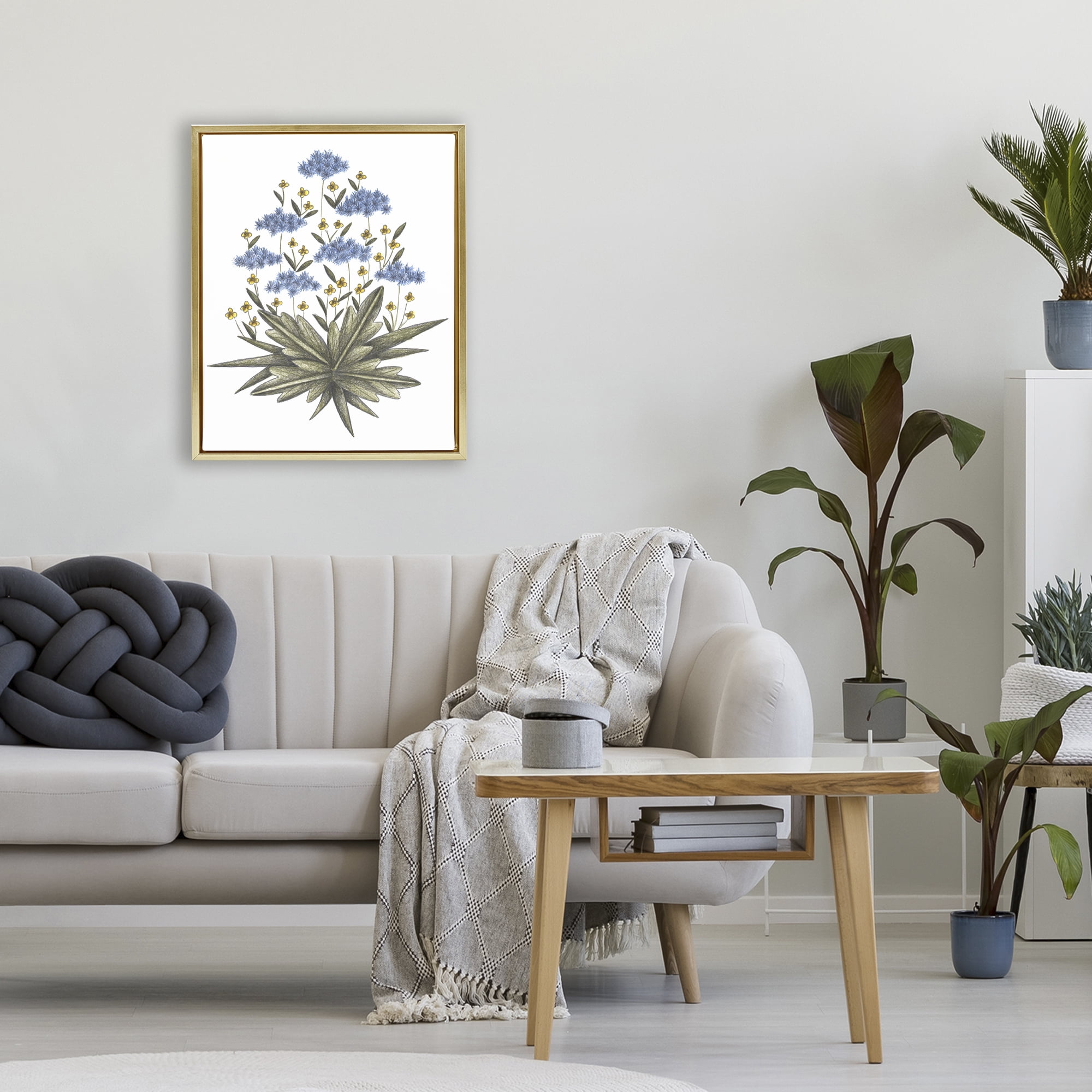 Where Wild Flowers Bloom Gold Framed Floater Canvas Wall Art, design by Cecilia Battaini