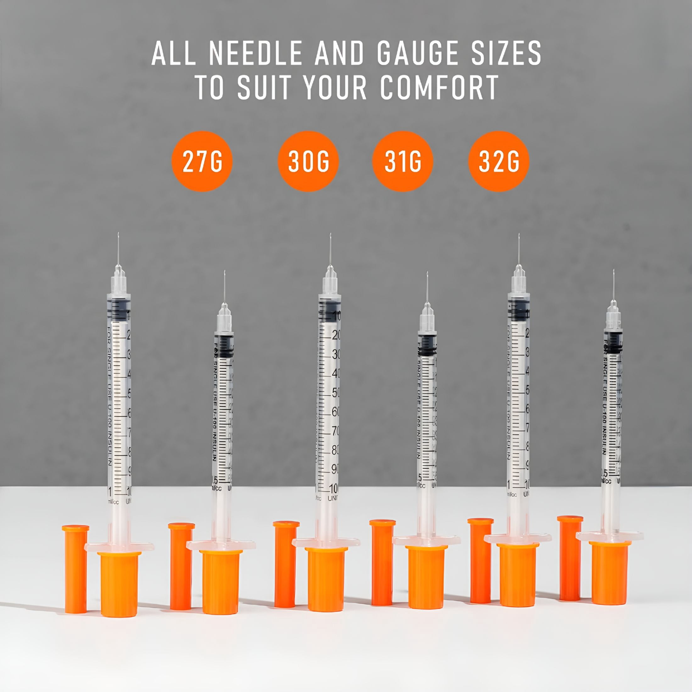 XIRQI 100Pack 1Cc Syringes with 32G 1/4 Inch-6Mm Accurate Measuring for Liquid Individually Sealed Packaging