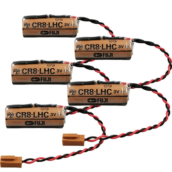 5-Pack 2600mAh CR8.LHC CR8LHC 3V Lithium Battery Replacement for CR8-LHC FDK 17450 Memory Backup Power Source Water Meter Battery with Brown Plug