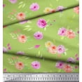 thumbnail image 3 of Soimoi Green Poly Georgette Fabric Leaves & Grandiflora Roses Floral Print Sewing Fabric Yard 42 Inch Wide, 3 of 5