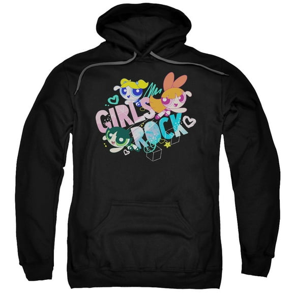 Powerpuff Girls Girls Rock Adult Pullover Hoodie Sweatshirt Black