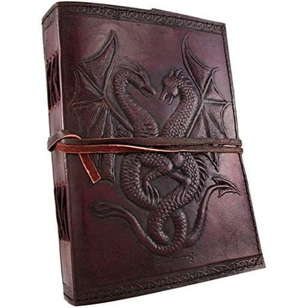 CPDD DOUBLE DRAGON Blank Page BOOK Handcrafted Leather Writing Unlined ...