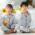 thumbnail image 2 of 2 Pack Twins Silk Satin Pajamas Set Solid Color Long Sleeve Button-Down Sleepwear for 3-14T, 2 of 3