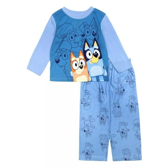 Bluey, Bingo and Friends Toddler Boy's Blue Long-Sleeved Pajama Set, Size 2T