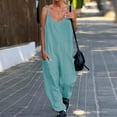 thumbnail image 3 of Vedolay Jumpsuits For Women Womens Casual Summer Crewneck Ruffle Sleeveless Rompers,Light Blue S, 3 of 4