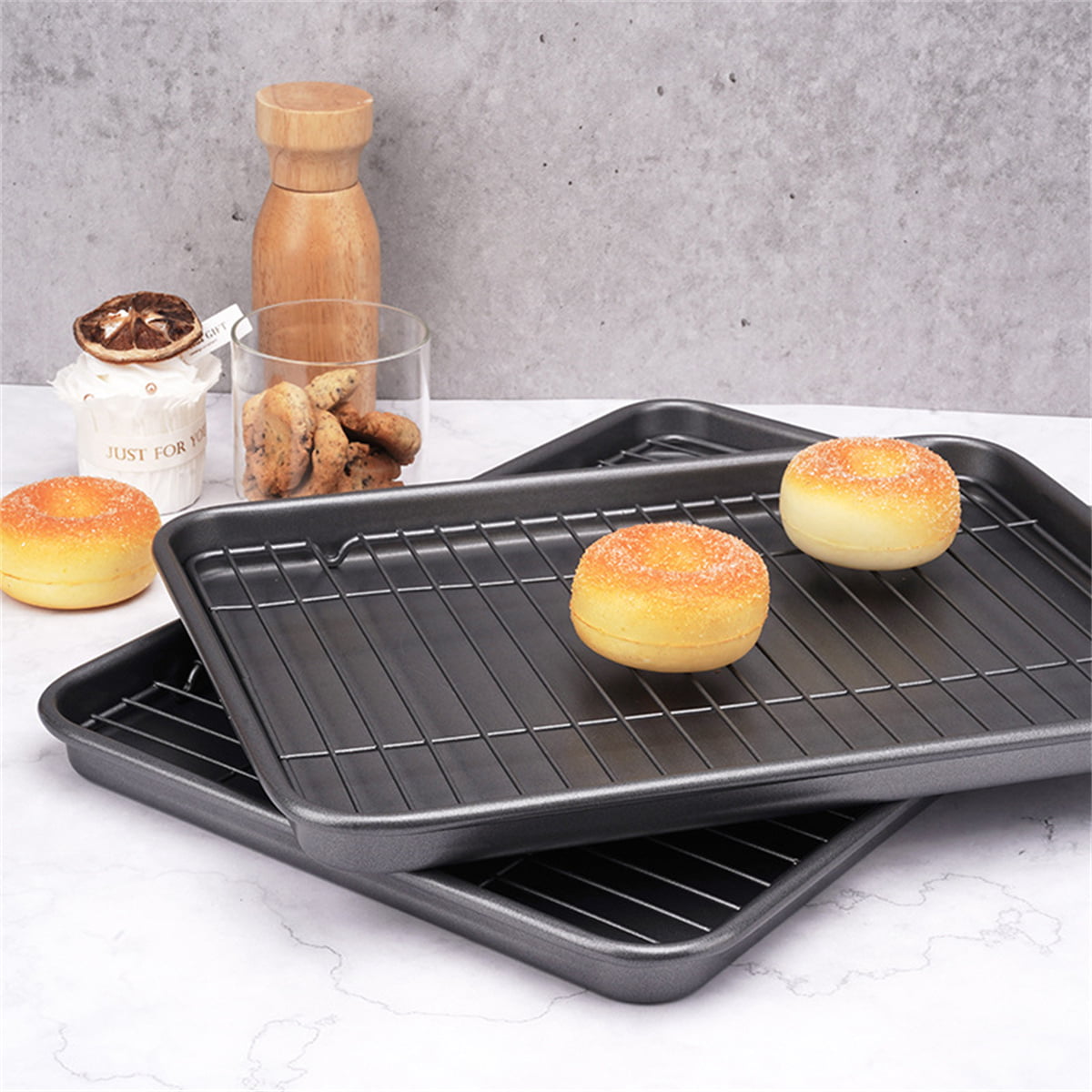 Casewin Baking Sheet Stainless Steel Baking Tray Cookie Sheet Oven Pan  Rectangle Size 10 x 8 x 1 inch, Non Toxic & Healthy, Rust Free & Less  Stick