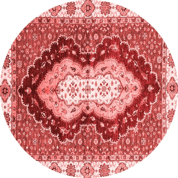 Ahgly Company Indoor Round Abstract Red Modern Area Rugs, 8' Round