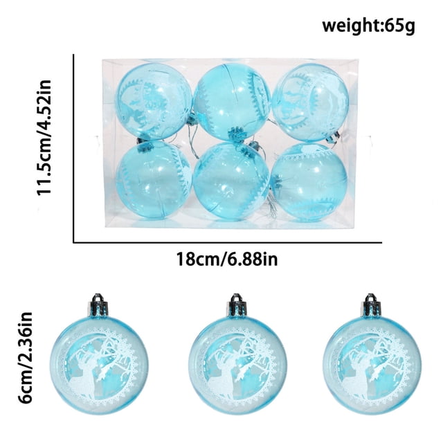 6 Adornos Navideños Colgantes de Plástico de 6 Cm | Decoración Irrompible para Fiestas | Ideal para Casa, Oficina, Hotel, Restaurante, Barandilla de Escalera