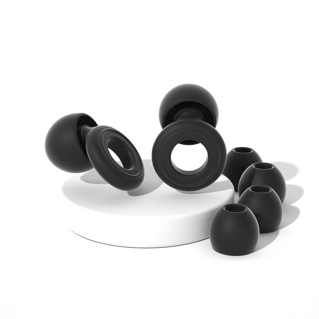 Noise Cancelling Earplugs - 4 Size Options with Multi-Layer Sound Isolation (Black, Includes XS/S/M/L Ear Tips)
