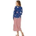thumbnail image 2 of Xoenoiee Star American Flag Print Nightgowns for Women Button Down Long Pajama Dress Soft Full Length Sleepshirt V Neck Sleepwear House Dress, S, 2 of 7